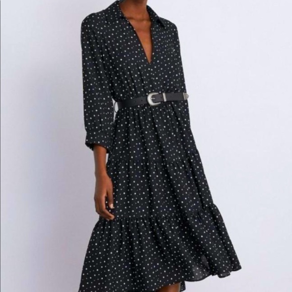 ZARA polka-dot belted dress - Picture 1 of 3